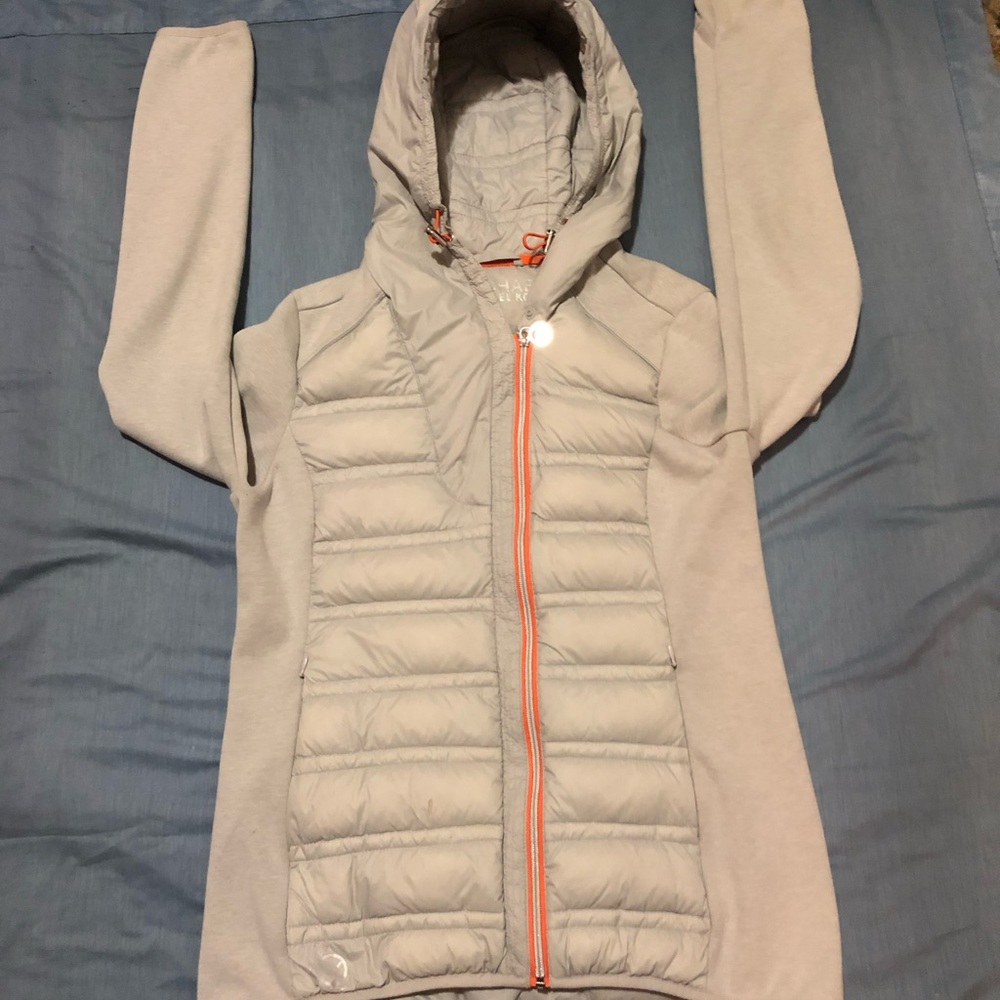 Michael Kors great looking puffer like reverse weave like jacket with hood